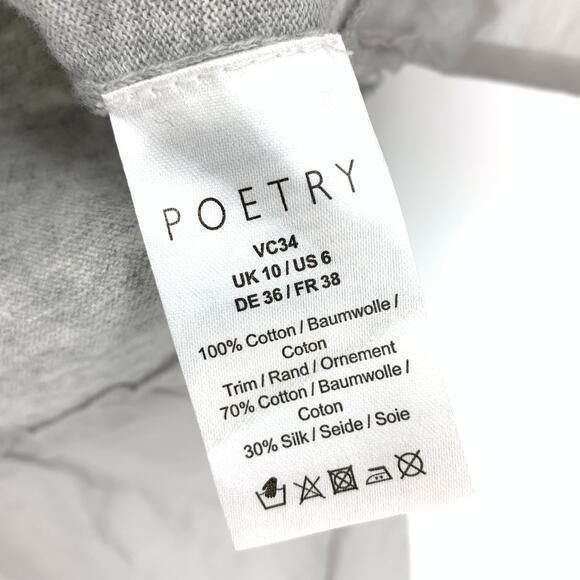 Poetry Women's Sz 6 Gray Pullover Blouse Ruffle Hem Round Neck 3/4 Sleeve Casual - Picture 7 of 7